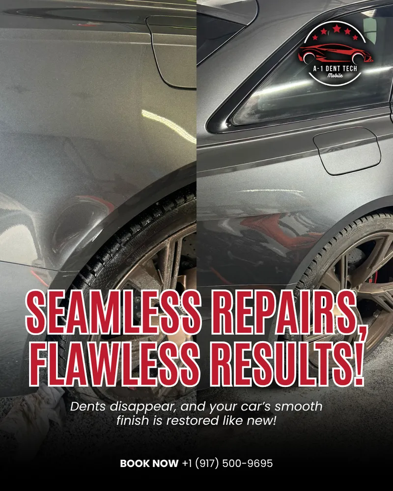 Before and after dent repair result
